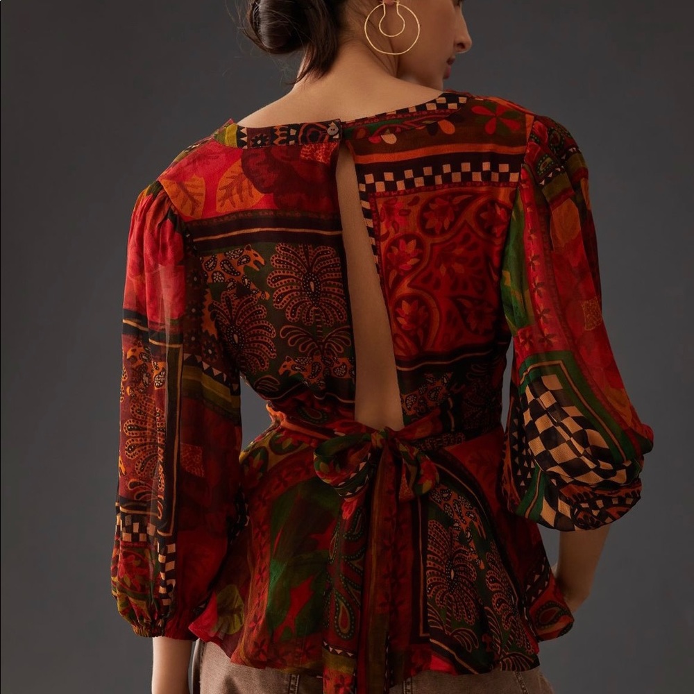 NWT Farm Rio for Anthropologie Blouse SZ XL *Sold Out* - Picture 2 of 7
